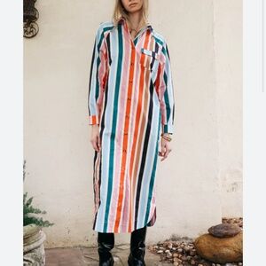 Lady Captain sz Small S Ranch midi dress multi striped